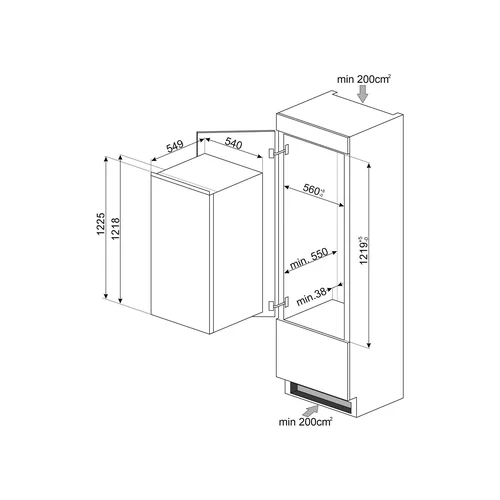 Smeg S4C122E Įmontuojamas šaldytuvas image 3