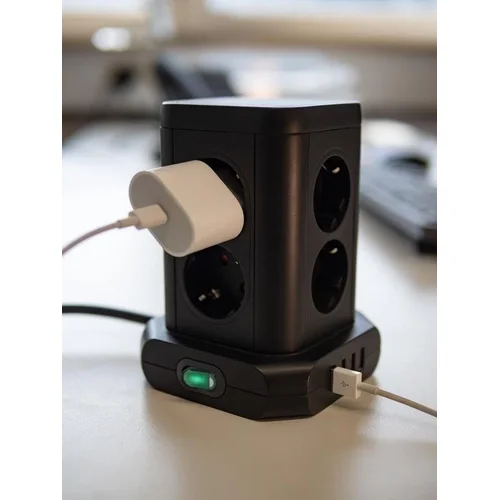 Buitinis ilgintuvas-stovas BRENNENSTUHL, 8 vietų, 4USB, 2 m image 3