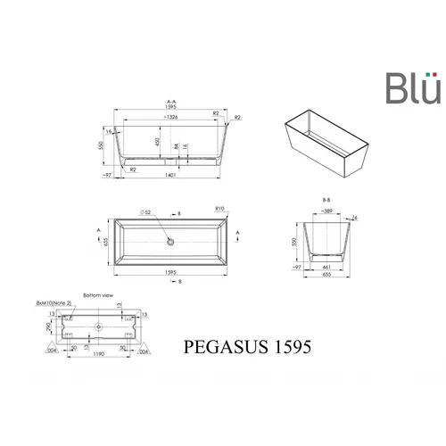 Vonia PEGASUS Evermite, akmens masė, BLU - 160 x 66 cm image 2