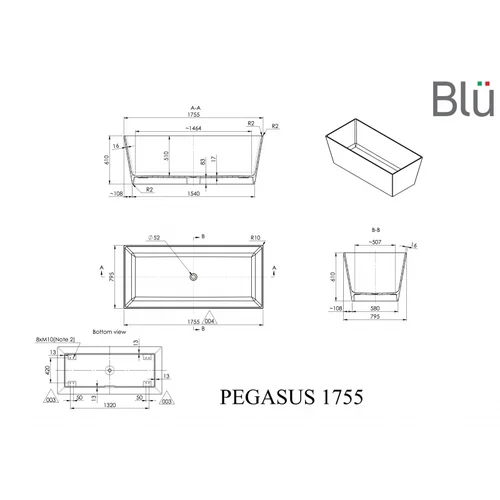 Vonia PEGASUS Evermite, akmens masė, BLU - 160 x 66 cm image 3