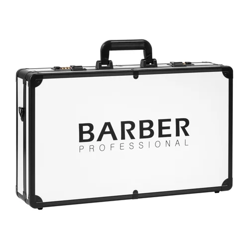 BARBER PROFESSIONAL aliuminis kirpėjo lagaminas, baltas ir juodas image 1