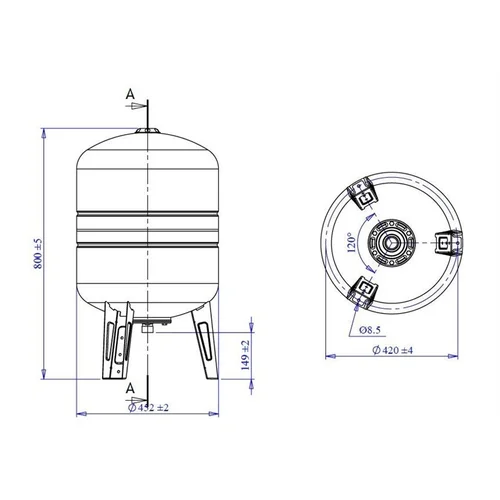 Varem US080362CS0A2000 Vertikalioji hidroforo talpa 80 l image 2