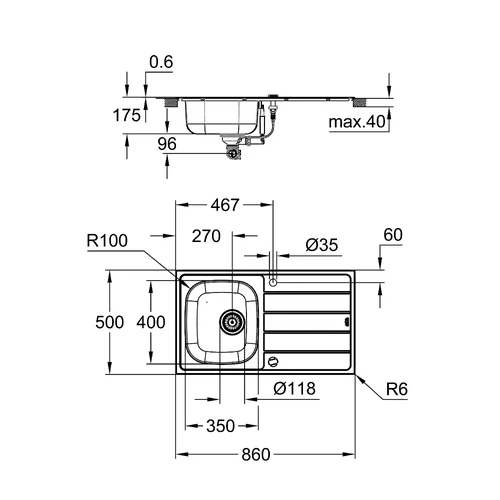 Grohe BAU 31562SD1 Nerūdijantis plienas plautuvės ir maišytuvo komplektas image 3