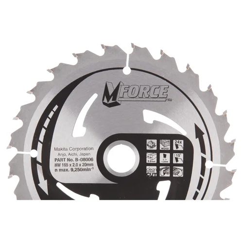 Makita T.C.T. pjovimo diskas B-08006, M-FORCE 165x20x2 mm, 24 dantų image 1