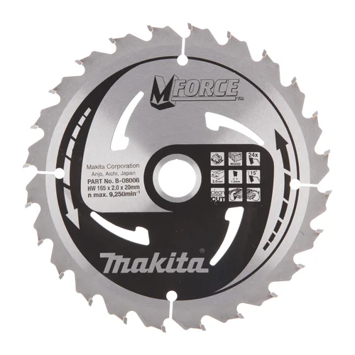 Makita T.C.T. pjovimo diskas B-08006, M-FORCE 165x20x2 mm, 24 dantų image 2