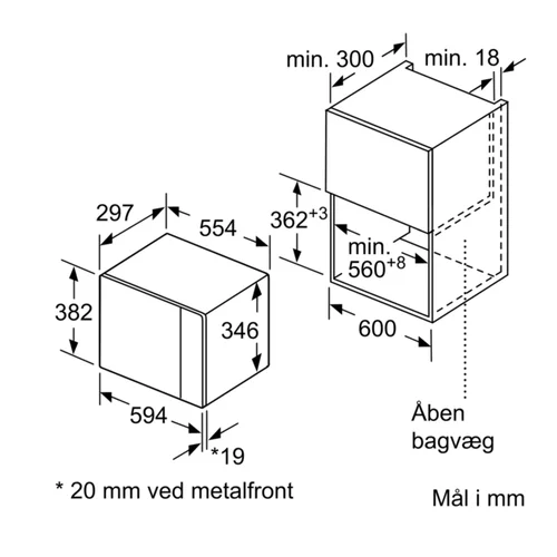 Bosch BFL520MS0 Įmontuojama mikrobangų krosnelė, Iki 21 L, Juoda/Nerūdijančio plieno image 2