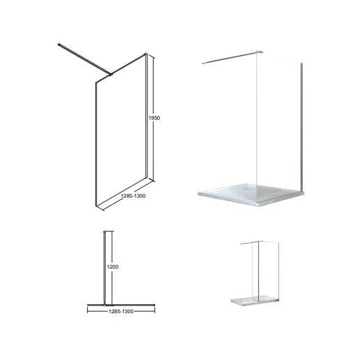 Dušo sienelė Besco Aveo 130 Walk In AV-130-195-C, 130 cm x 195 cm image 3