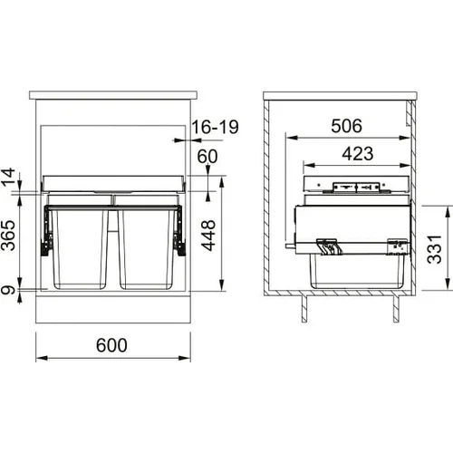 FRANKE FX 60 2x26 L šiukšliadėžė image 2