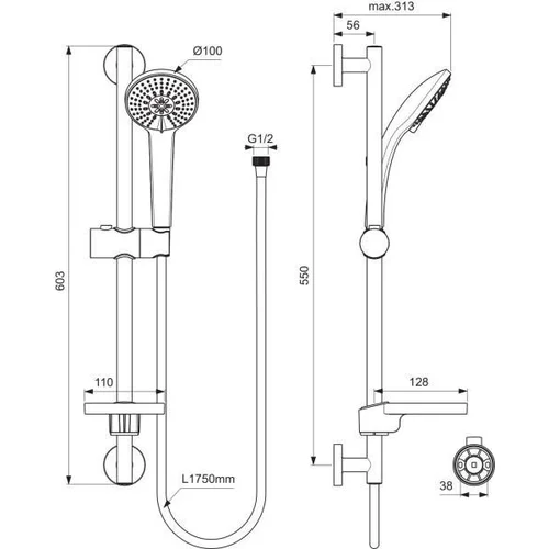 Ideal Standard IDEALRAIN SOFT 3 B9415AA dušo komplektas image 3