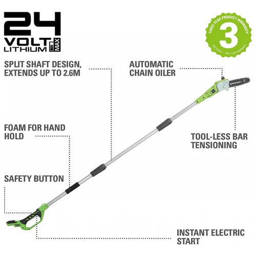 Greenworks G24PS20 Akumuliatorinė aukštapjovė 24 V image 2