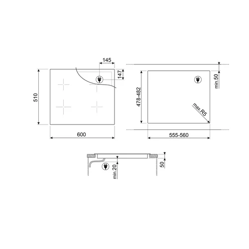 Smeg SIM6644R Indukcinė kaitlentė 60 cm Juoda image 3