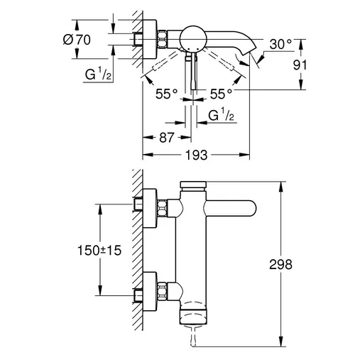 Grohe Essence 25250AL1 Grafito vonios maišytuvas image 2