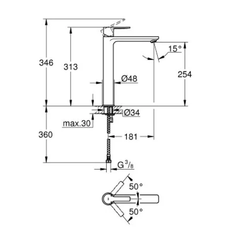 GROHE Lineare XL praustuvo maišytuvas Chromo spalva image 2