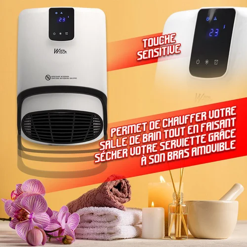 Warmtech keraminis sieninis šildytuvas 2000 W baltas image 3