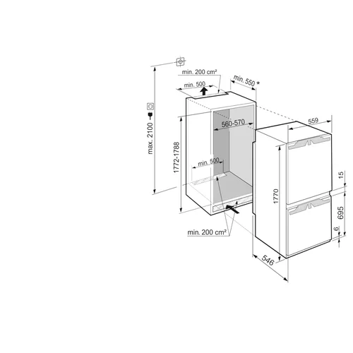 Liebherr ICNf 5103 Įmontuojamas šaldytuvas Dviejų durų image 3