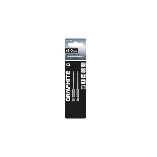 GRAPHITE 54T702 Grąžtas metalui Hex 3,0 mm, 2 vnt. image 2