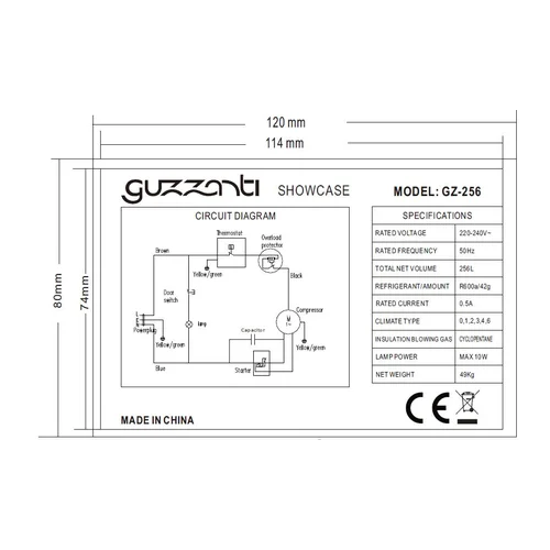 Guzzanti GZ-256 šaldytuvas-vitrina balta image 3