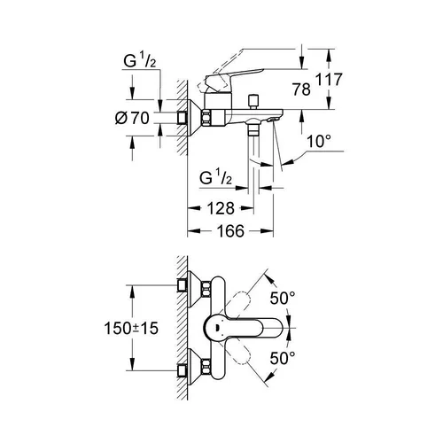 Grohe BauEdge vonios maišytuvas chromo spalvos image 2
