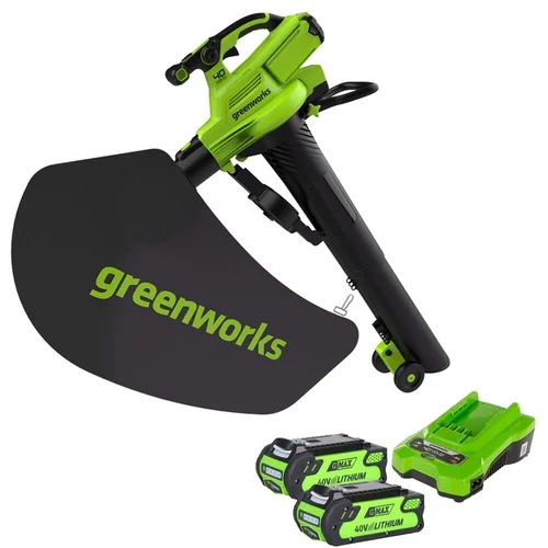 Greenworks gd40bvIIk2x 40V su 2x2Ah akumuliatoriais ir įkrovikliu image 1