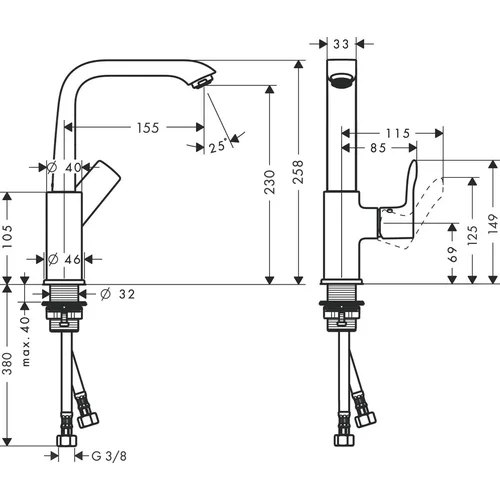Hansgrohe Metris 31081000 Praustuvo maišytuvas Chromo image 2