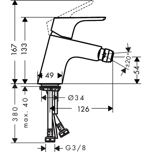 Hansgrohe Focus 31922000 Bide maišytuvas Chromo image 2
