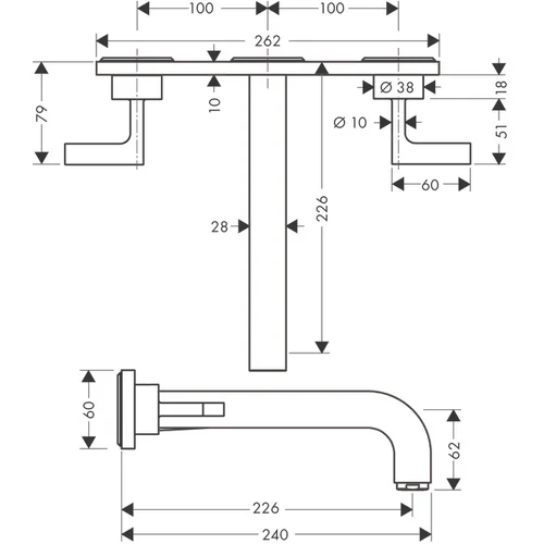 Hansgrohe AXOR Citterio 39148000 3 skylių potinkinis praustuvo maišytuvas image 2