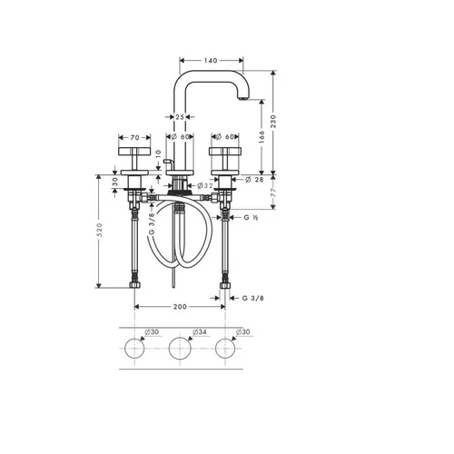 Hansgrohe Axor Citterio 170 aukštas praustuvo maišytuvas Blizgaus aukso image 3