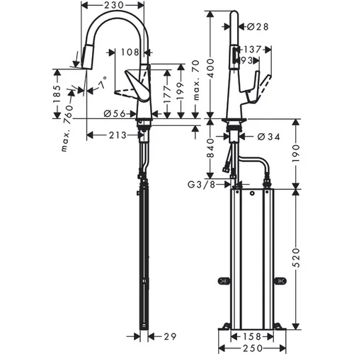 Hansgrohe Talis M51 73851000 Virtuvinis maišytuvas su ištraukiama žarna image 2