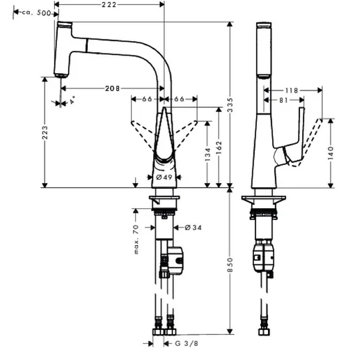 Hansgrohe Talis Select S 220 72822800 – Su ištraukiama žarna image 2