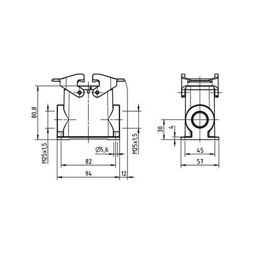 Harting HAN 10B namas, HC paviršinis 2xM25, 2 svirtimis image 2
