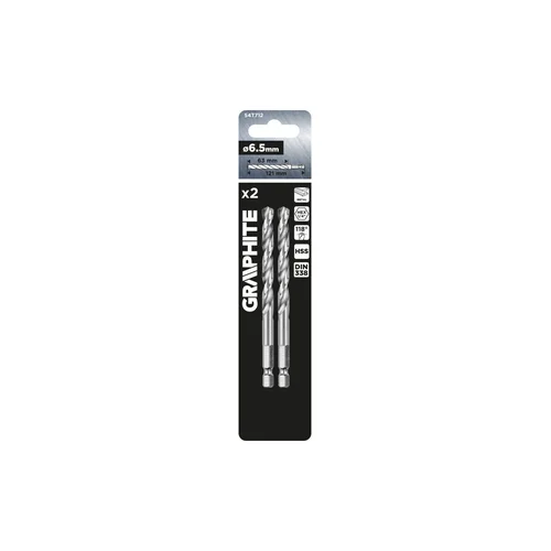GRAPHITE 54T712 Grąžtas metalui Hex 6,5 mm, 2 vnt. image 2