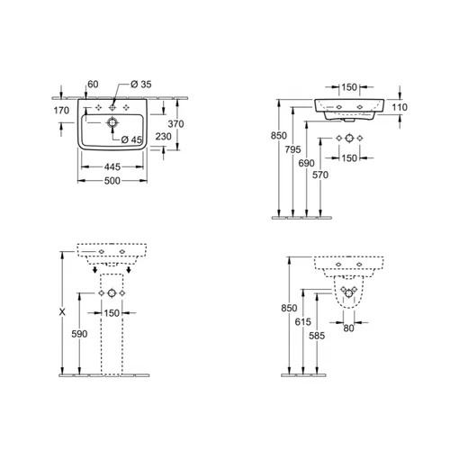 Praustuvas Villeroy&Boch O.Novo 43445001, 50X37cm image 2