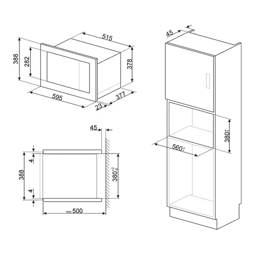 SMEG FMI425X įmontuojama mikrobangų krosnelė su griliumi, 25 l image 2