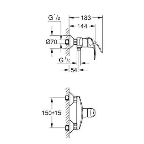 Grohe Eurosmart vienos svirties dušo maišytuvas, chromas image 2