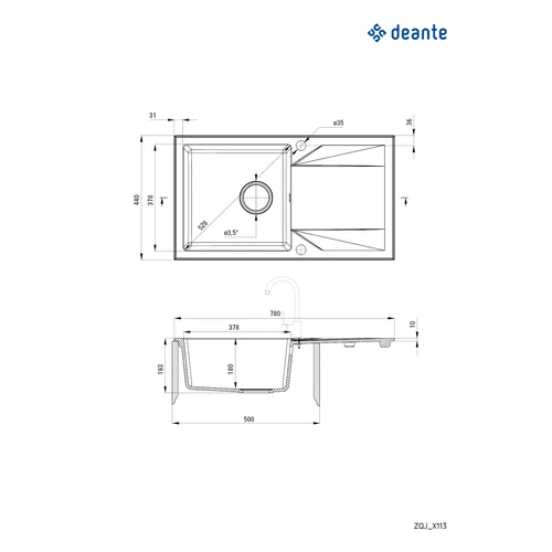 Deante Evora ZQJ 5113 Akmens masės Plautuvė Beige image 3
