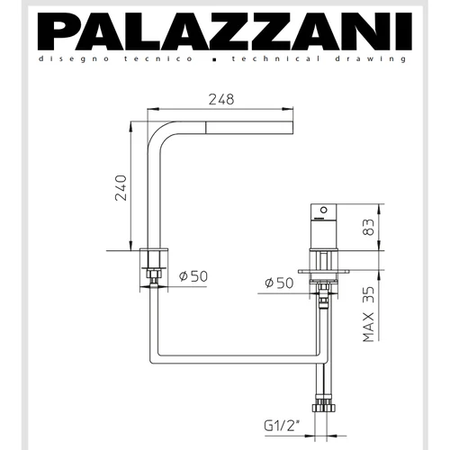 Palazzani IDROTECH Maišytuvas plautuvei su ištraukiama žarna ir nuleidžiamu čiaupu image 2