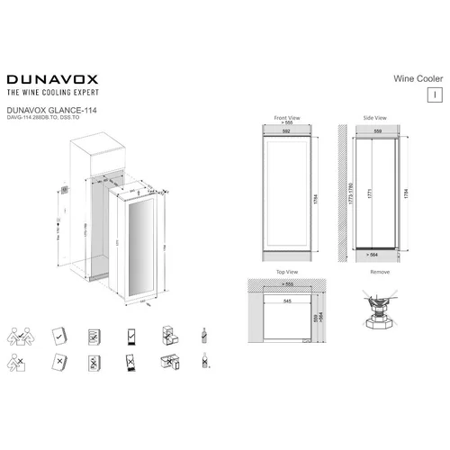 Dunavox Glance-114, DAVG-114.288DSS.TO, Nerūdijančio plieno įmontuojamas vyno šaldytuvas image 3