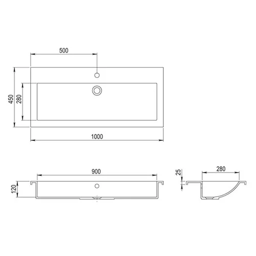 TURTL Decorus BQA100-601 praustuvas 1000×450 mm image 2