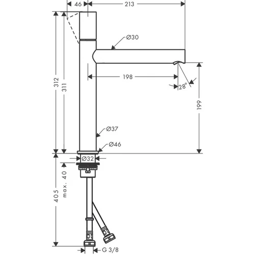 Hansgrohe AXOR Uno 45003000 Praustuvo maišytuvas image 2
