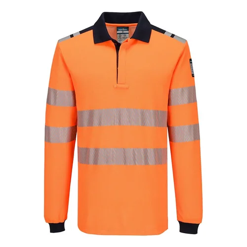 PORTWEST FR734 polo marškinėliai ilgomis rankovėmis, M, Orange/Navy image 3