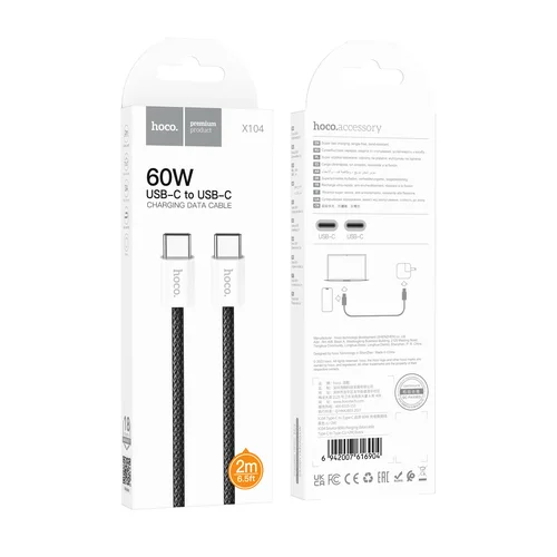 Hoco X104 USB-C į USB-C 60W 2 m Juodas kabelis image 3