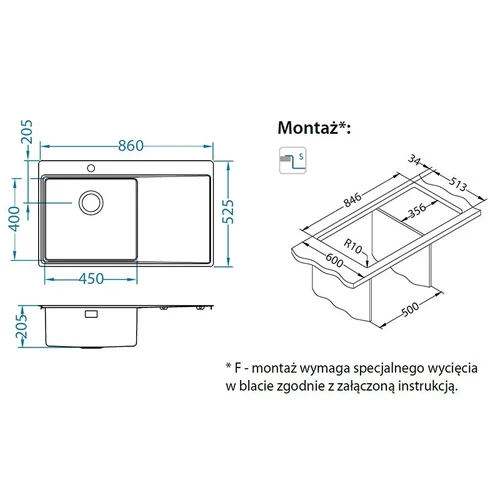 Alveus Pure 50 Nerūdijančio plieno plautuvė dešinė image 2
