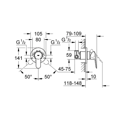 Grohe Bauedge 29040000 potinkinis dušo maišytuvas Chromas image 2