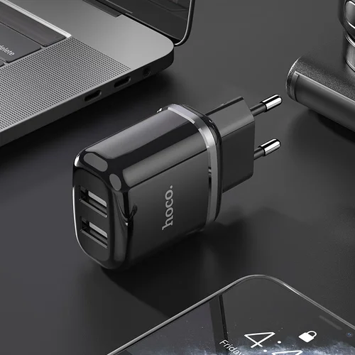 Hoco N4 įkroviklis su dviem USB jungtimis, juodos spalvos image 3