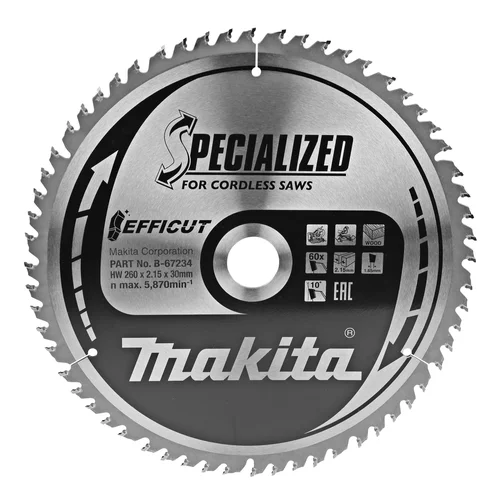 Makita B-67234 EFFICUT 260x2.15x30mm 10° T60 image 1