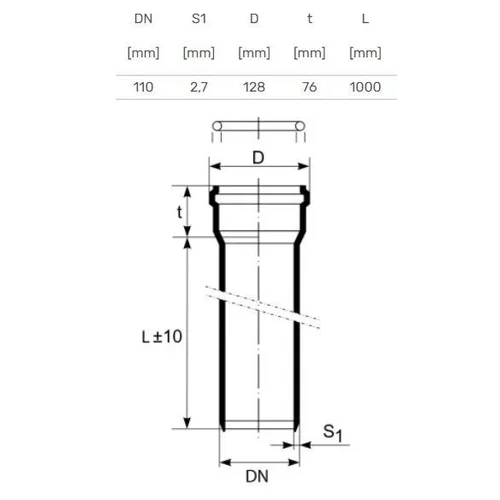 Magnaplast HTplus Vidaus kanalizacijos vamzdis Ø 110 mm, 1 m image 3