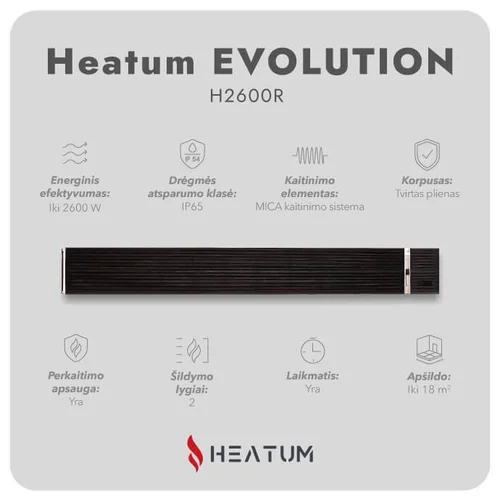 Heatum H2600R EVOLUTION infraraudonųjų spindulių šildytuvas image 2