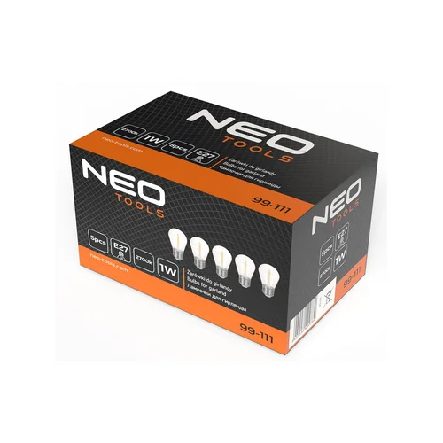 NEO TOOLS 5 vnt. LED lemputės girliandoms E27, 1W image 2