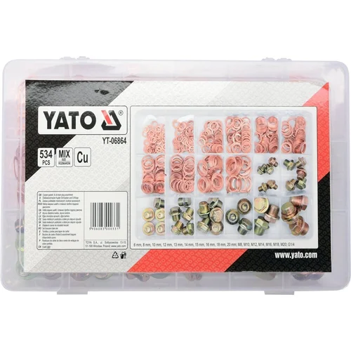 YATO Karterio išleidimo varžtų ir tarpinių rink. 534 vnt. image 3