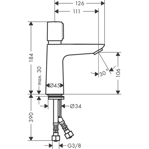 Hansgrohe Talis E 71718000 savaime užsidarantis praustuvo maišytuvas, chromo spalva image 2